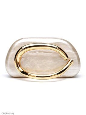 Acrylic Evening Clutch Round Metal Handlebar Handbag Wedding Party Prom